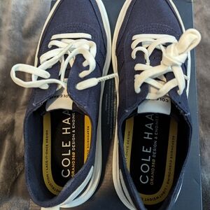 Cole Haan Canvas Court Sneakers S8 Brand New Marine Blue